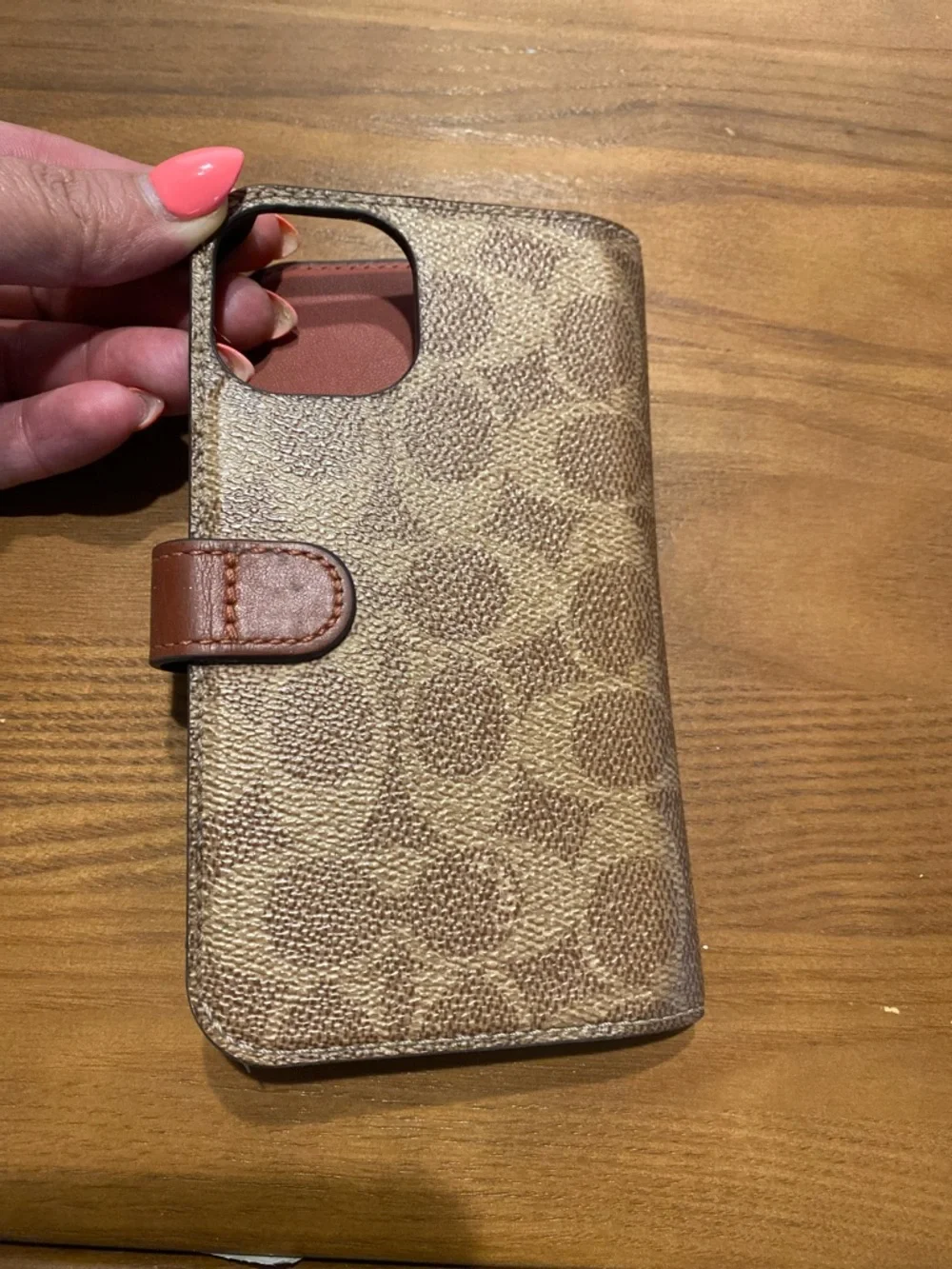 Coach Brown Signature Canvas iPhone 15 pro Folio  Wallet